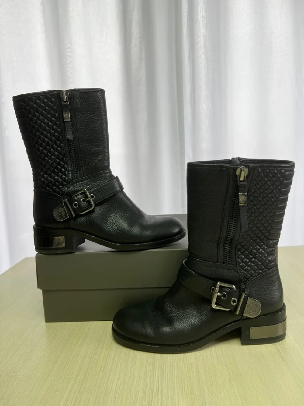 Vince Camuto Black Ankle Boot with Buckle Detail - Picture 3 of 7